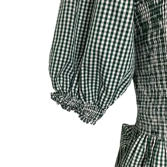 Hill House The Louisa Nap Midi Dress Emerald Green Gingham Smocked Small - Picture 5 of 9